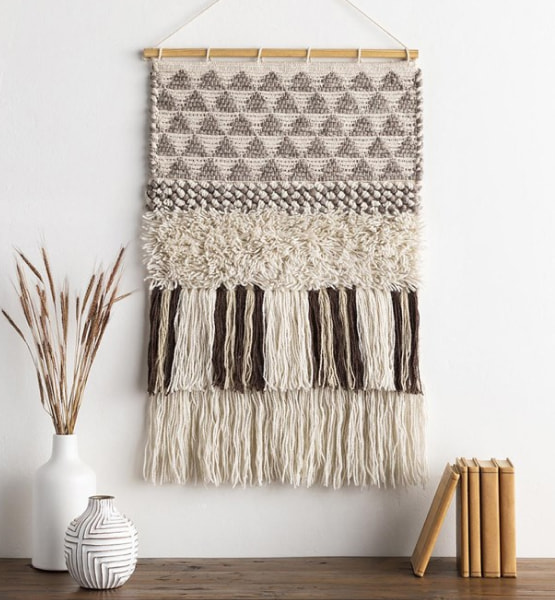 Wall Tapestry-Overstitch Brown Ivory 20X32