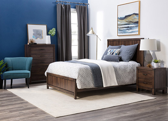 dream in color blue + brown bedroom