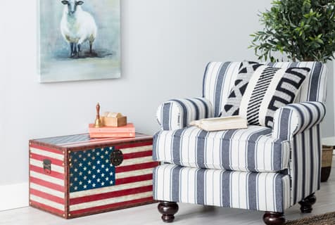 striped armchair