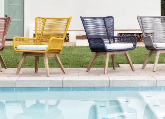 modern backyard ideas colorful seating