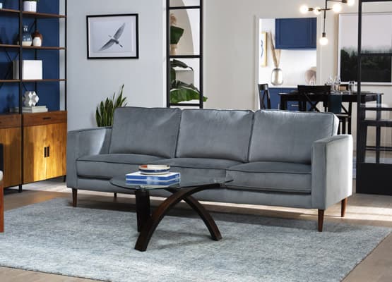 midcentury modern gray couch