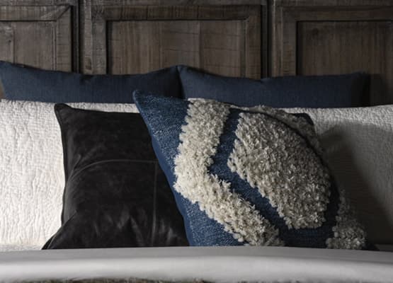industrial bedroom blue pillow