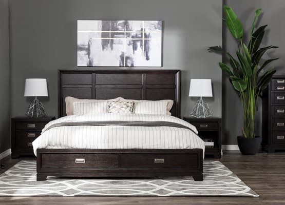 industrial bedroom wood and silver bed