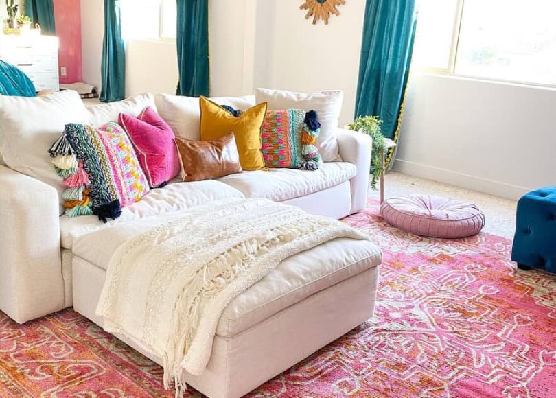 vibrant tapestry as a headboard