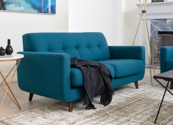 teal color sofa