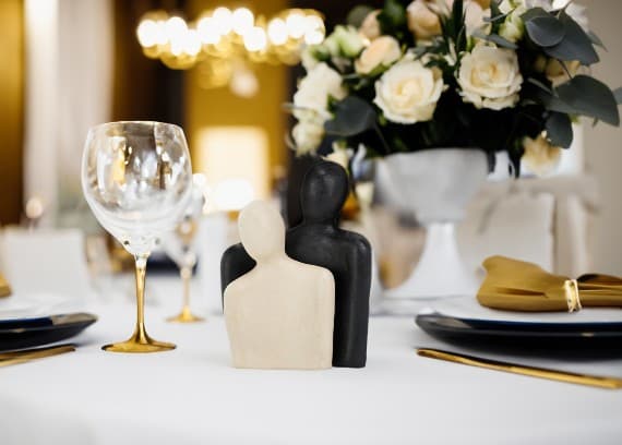wedding centerpiece figurine black white couple