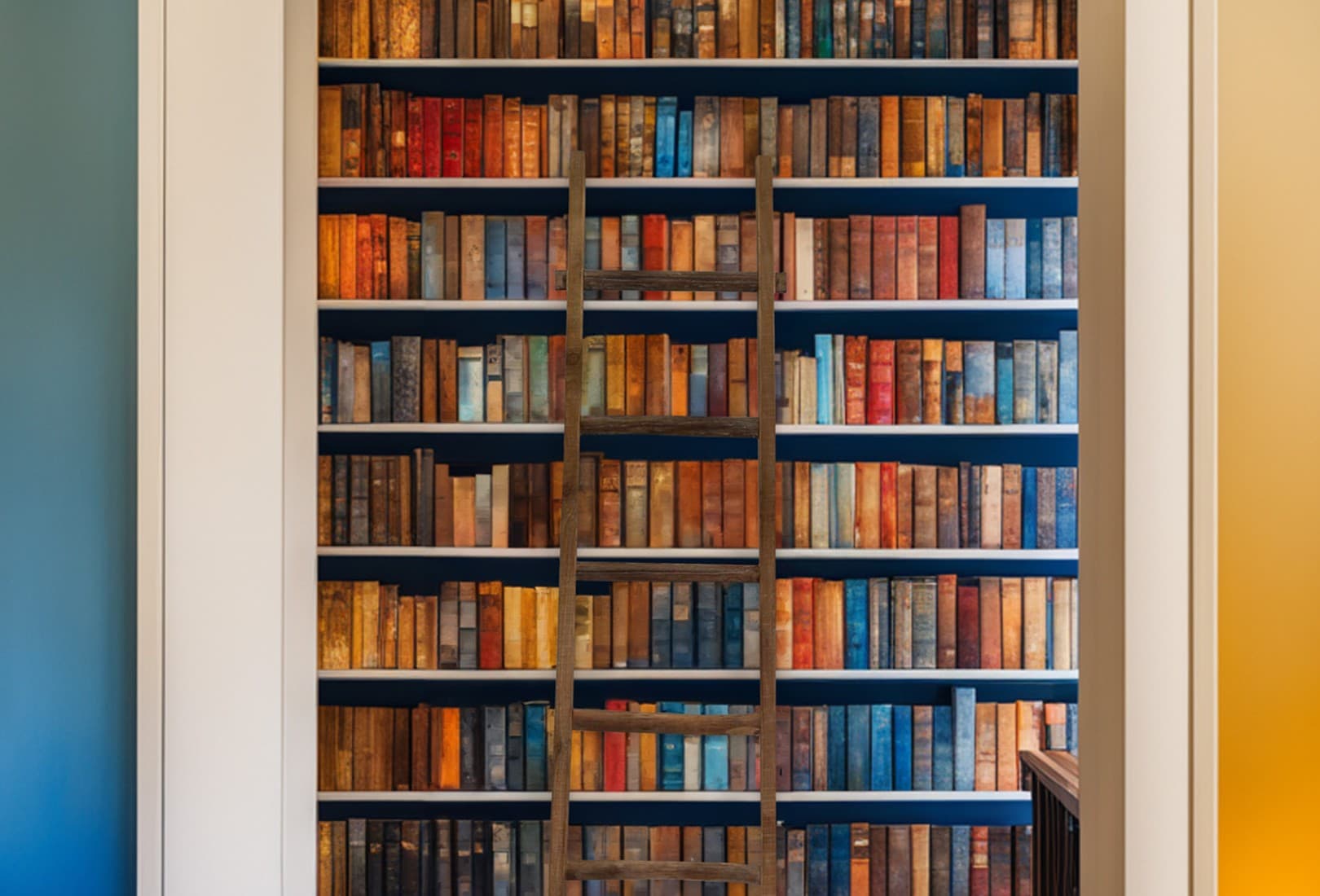 color coded bookcase