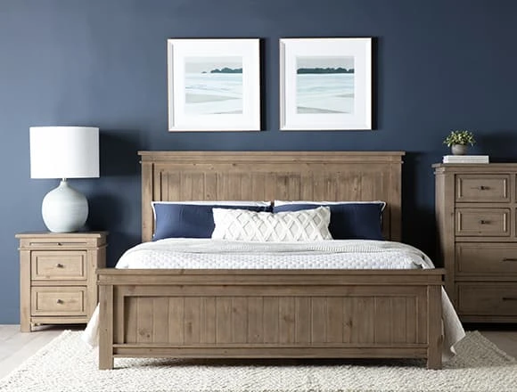 Blue Bedroom with Coleman Queen Panel Bed