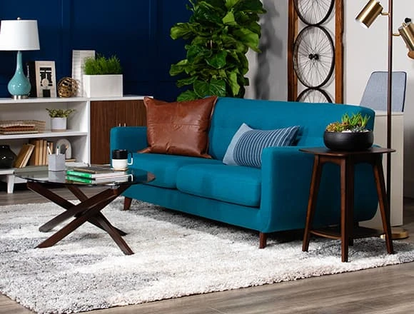 Blue Living Room with Allie Jade 82" Sofa