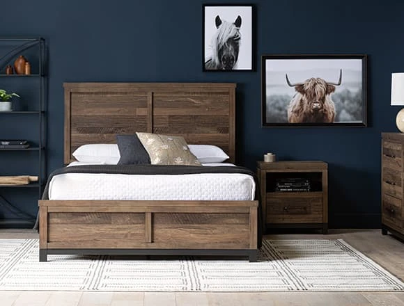 Blue Bedroom with Meadowlark California King Panel Bed