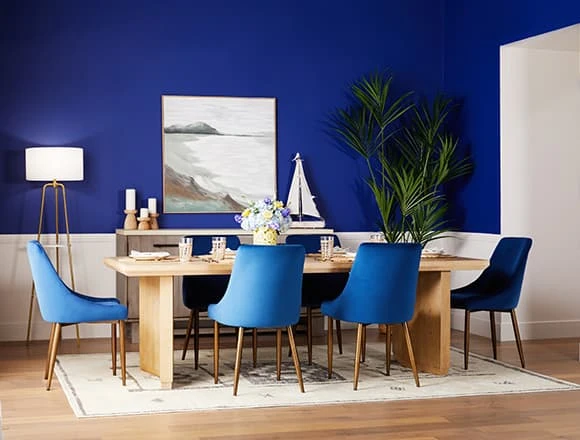 Blue Dining Room with Nora Dining Side Chair