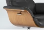 Amala Dark Grey Leather Reclining Swivel Arm Chair with Adjustable Headrest And Ottoman - Detail