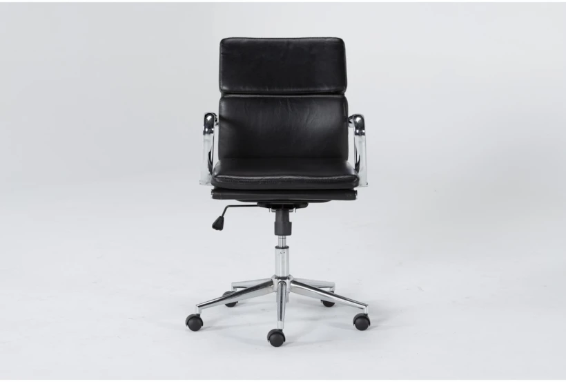 Moby Black Faux Leather Low Back Rolling Office Desk Chair - 360