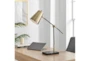 30 Inch Gold Brass + Black Metal Desk Task Lamp With Usb Port + High Speed Wireless Charge - Room