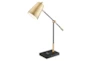 30 Inch Gold Brass + Black Metal Desk Task Lamp With Usb Port + High Speed Wireless Charge - Signature
