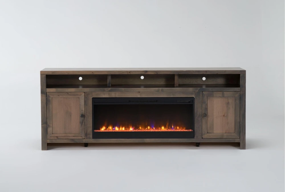 Ducar Brown 84" Rustic Fireplace TV Stand