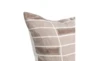 22X22 Taupe + Velvet Applique Rectangle Grid Linen Throw Pillow - Detail