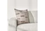 22X22 Taupe + Velvet Applique Rectangle Grid Linen Throw Pillow - Room