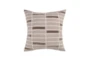 22X22 Taupe + Velvet Applique Rectangle Grid Linen Throw Pillow - Signature