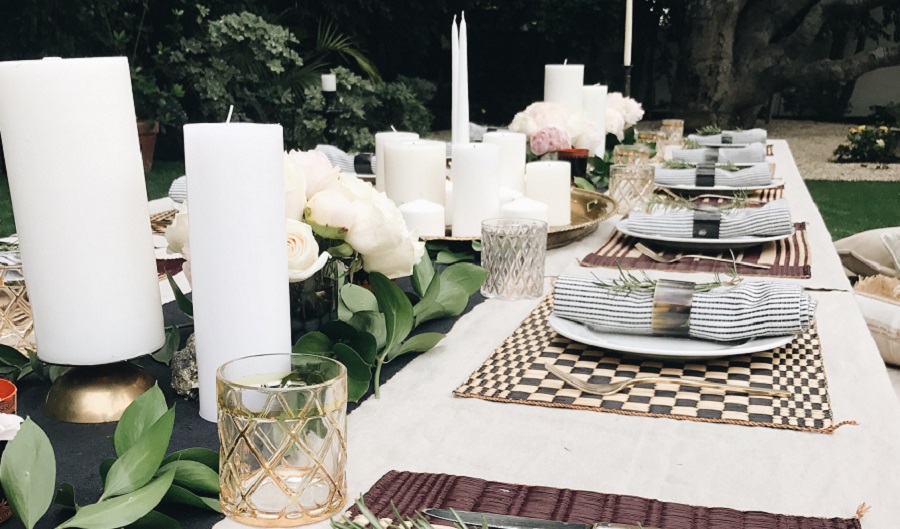 table decor - candles, plate mat, plates