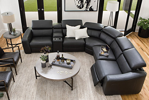 black leather sectional sofa