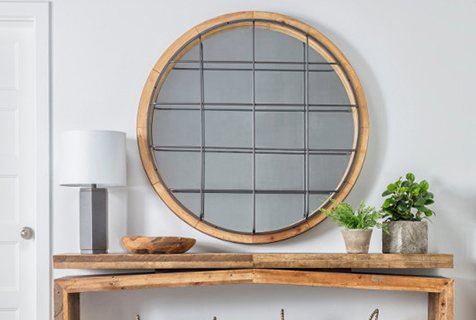 wall mirror with wood