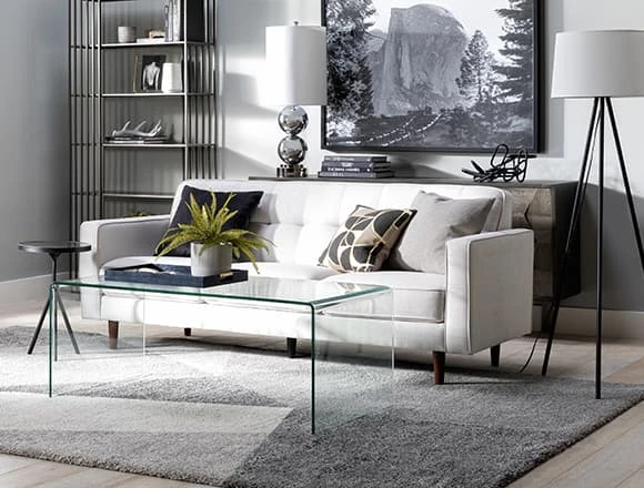 Black Living Room with London Optical 82'' Sofa