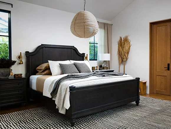 Black Bedroom With Galerie California King Panel Bed By Nate Berkus And Jeremiah Brent