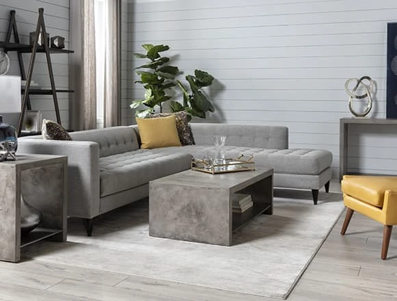 Grey Living Room with Tate III 2 Piece Sectional with Right Facing Armless Chaise