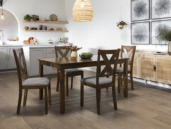 Boho Dining Room With Kirsten 5 Piece Dining Set