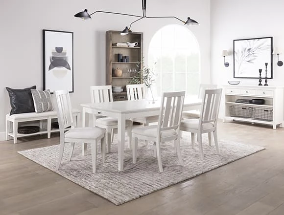 Country Rustic Dining Room With Presby White 6 Piece Extension Dining Set