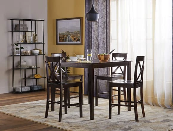 Modern Dining Room With Percy 42" Kitchen Counter With Stool Set For 4