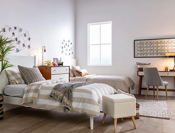 Modern Bedroom with Alton White Twin Platform Bed