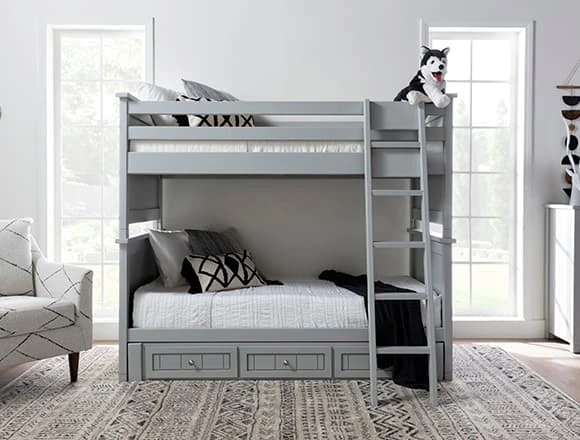 Boho Bedroom with Full Over Full Bunk Bed