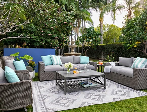 Modern Patio & Backyard with Sanibel Outdoor Deep Seat 97" Sofa