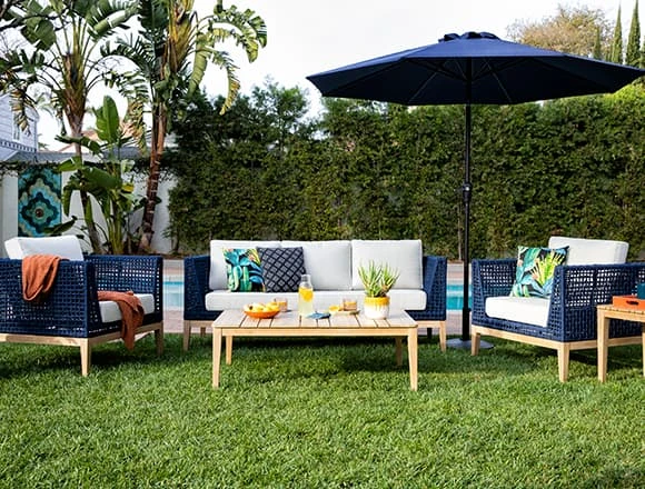 Modern Patio & Backyard with Crew Outdoor 4 Piece Lounge Set