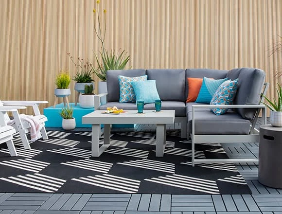 Modern Patio & Backyard with Zane 82" Outdoor Sectional And Coffee Table 
