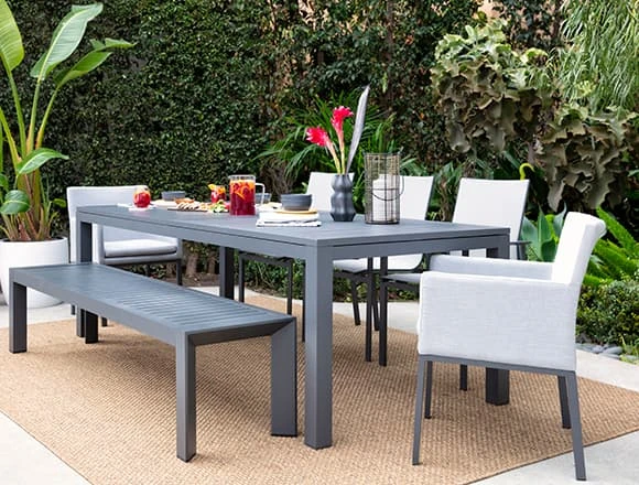 Modern Patio & Backyard with Ravelo Outdoor Extension Dining Table  