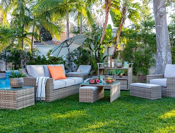 Modern Patio & Backyard with Capri 82" Outdoor Sofa  