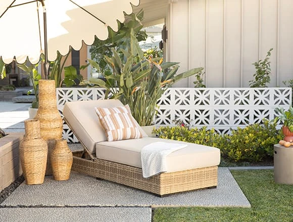Modern Patio & Backyard With 	Capri Outdoor Chaise Lounge