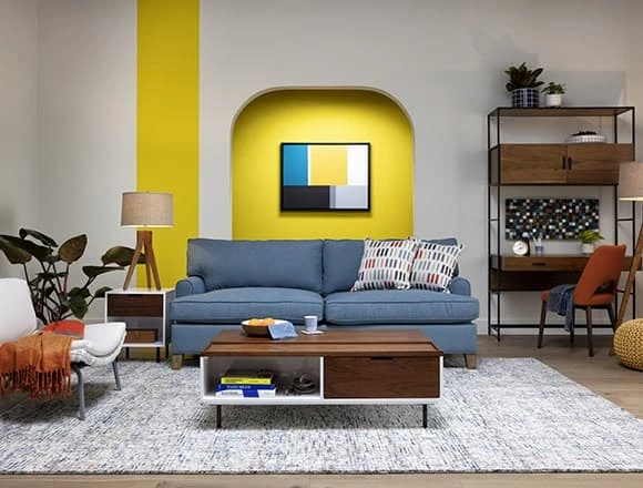 Mid-Century Small Apartment Living Room with Emerson II Sofa