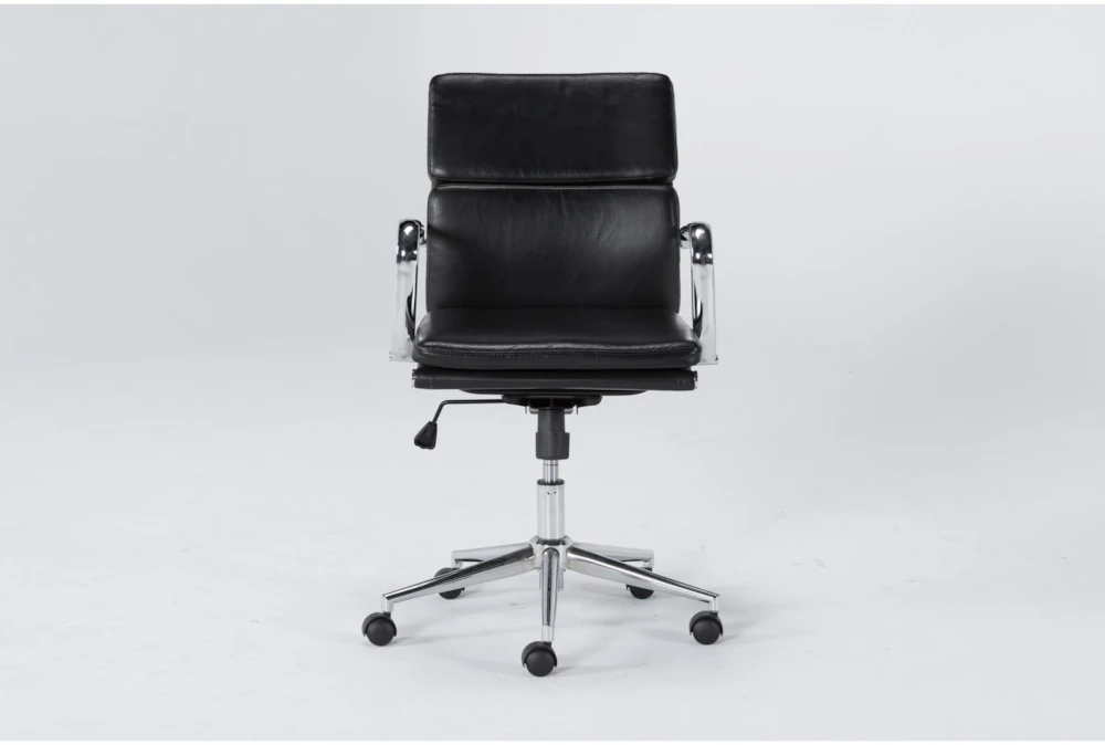 Moby Black Faux Leather Low Back Rolling Office Desk Chair