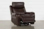 Carl Chocolate Leather Power Lift Recliner with Power Headrest - Detail
