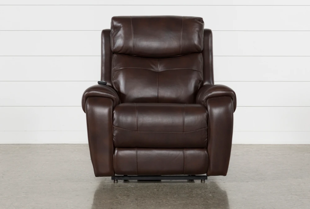 Carl Chocolate Leather Power Lift Recliner with Power Headrest