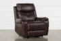 Carl Chocolate Leather Power Lift Recliner with Power Headrest - Side