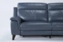 Moana Blue Leather 87" Power Dual  Reclining Sofa with USB - Side