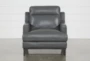 Kathleen Dark Grey Leather Arm Chair - Front