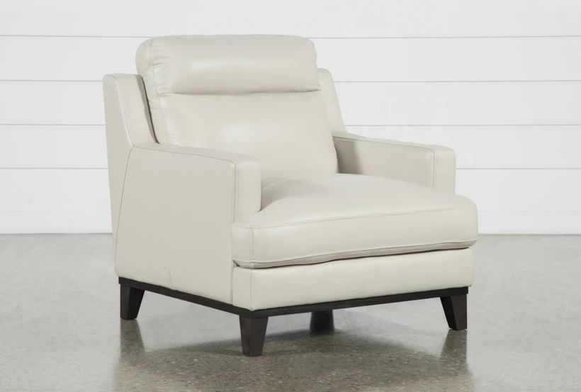 Kathleen Cream Leather Arm Chair - 360