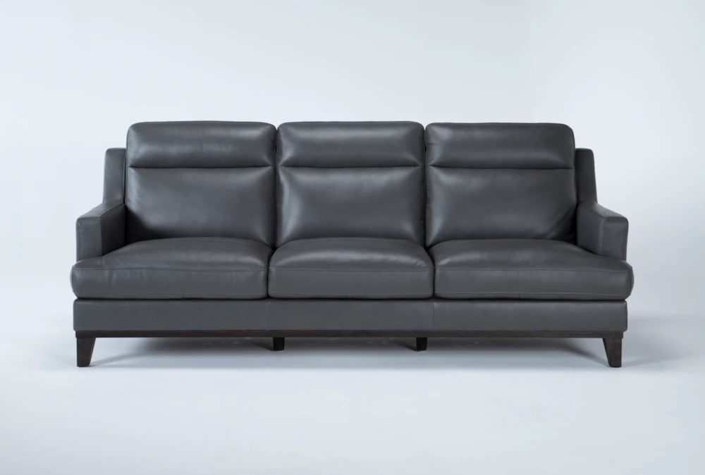 Kathleen Dark Grey Leather 91" Sofa