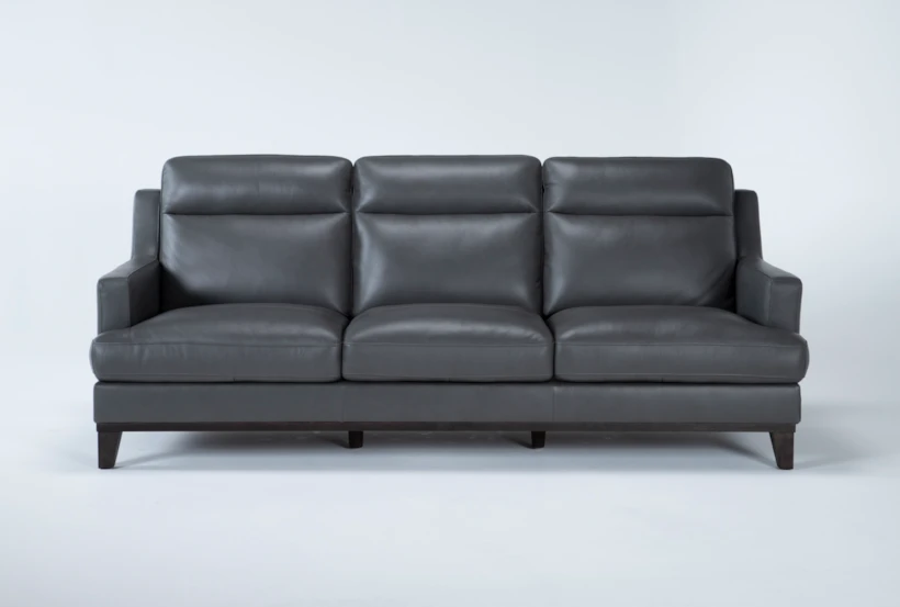 Kathleen Dark Grey Leather 91" Sofa - 360